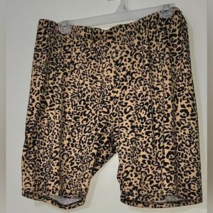 Publik black/tan leopard print stretch shorts, 3x